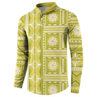 Fiji Masi All Yellow Button Sweatshirt Tapa Pattern - Polynesian Pride