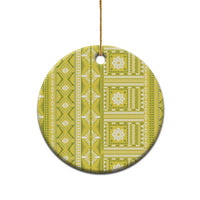 Fiji Masi All Yellow Ceramic Ornament Tapa Pattern - Polynesian Pride