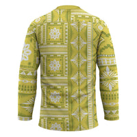 Fiji Masi All Yellow Hockey Jersey Tapa Pattern LT01 - Polynesian Pride