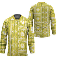 Fiji Masi All Yellow Hockey Jersey Tapa Pattern LT01 - Polynesian Pride