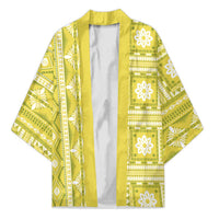 Fiji Masi All Yellow Kimono Tapa Pattern - Polynesian Pride
