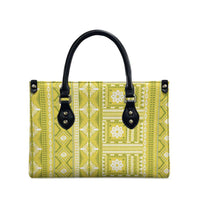 Fiji Masi All Yellow Leather Bag Tapa Pattern - Polynesian Pride