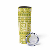 Fiji Masi All Yellow Skinny Tumbler Tapa Pattern LT01 - Polynesian Pride