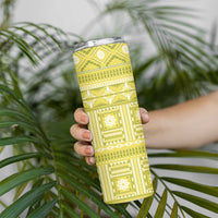 Fiji Masi All Yellow Skinny Tumbler Tapa Pattern LT01 - Polynesian Pride