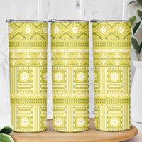 Fiji Masi All Yellow Skinny Tumbler Tapa Pattern LT01 - Polynesian Pride