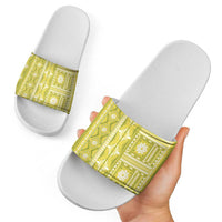 Fiji Masi All Yellow Slide Sandals Tapa Pattern - Polynesian Pride