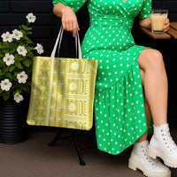 Fiji Masi All Yellow Tote Bag Tapa Pattern - Polynesian Pride