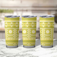 Fiji Masi All Yellow Tumbler Cup Tapa Pattern - Polynesian Pride