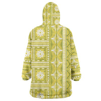 Fiji Masi All Yellow Wearable Blanket Hoodie Tapa Pattern - Polynesian Pride