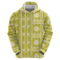 Fiji Masi All Yellow Zip Hoodie Tapa Pattern - Polynesian Pride