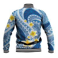 Plumeria Polynesian Blue Glitter Pattern Baseball Jacket LT01 - Polynesian Pride