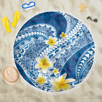 Plumeria Polynesian Blue Glitter Pattern Beach Blanket LT01 One Size 150cm Blue - Polynesian Pride