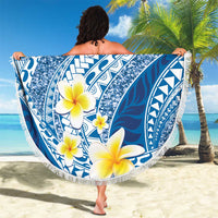 Plumeria Polynesian Blue Glitter Pattern Beach Blanket LT01 - Polynesian Pride