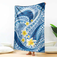 Plumeria Polynesian Blue Glitter Pattern Blanket LT01 - Polynesian Pride