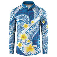 Plumeria Polynesian Blue Glitter Pattern Button Sweatshirt LT01 Blue - Polynesian Pride