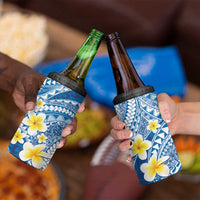 Plumeria Polynesian Blue Glitter Pattern 4 in 1 Can Cooler Tumbler LT01 - Polynesian Pride