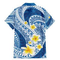 Plumeria Polynesian Blue Glitter Pattern Family Matching Mermaid Dress and Hawaiian Shirt LT01 - Polynesian Pride