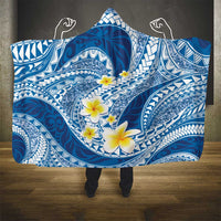 Plumeria Polynesian Blue Glitter Pattern Hooded Blanket LT01 - Polynesian Pride
