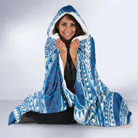Plumeria Polynesian Blue Glitter Pattern Hooded Blanket LT01 - Polynesian Pride