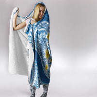 Plumeria Polynesian Blue Glitter Pattern Hooded Blanket LT01 - Polynesian Pride