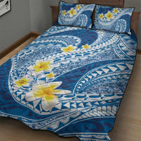 Plumeria Polynesian Blue Glitter Pattern Quilt Bed Set LT01 - Polynesian Pride