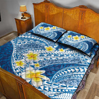 Plumeria Polynesian Blue Glitter Pattern Quilt Bed Set LT01 - Polynesian Pride