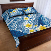 Plumeria Polynesian Blue Glitter Pattern Quilt Bed Set LT01 - Polynesian Pride