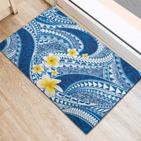 Plumeria Polynesian Blue Glitter Pattern Rubber Doormat LT01 - Polynesian Pride