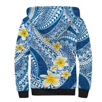 Plumeria Polynesian Blue Glitter Pattern Sherpa Hoodie LT01 - Polynesian Pride