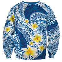 Plumeria Polynesian Blue Glitter Pattern Sweatshirt LT01 - Polynesian Pride