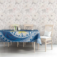 Plumeria Polynesian Blue Glitter Pattern Tablecloth LT01 - Polynesian Pride