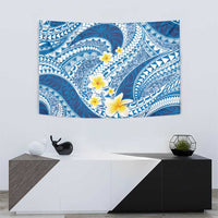 Plumeria Polynesian Blue Glitter Pattern Tapestry