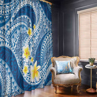 Plumeria Polynesian Blue Glitter Pattern Window Curtain LT01 - Polynesian Pride