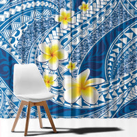 Plumeria Polynesian Blue Glitter Pattern Window Curtain LT01 - Polynesian Pride
