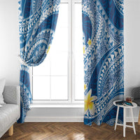 Plumeria Polynesian Blue Glitter Pattern Window Curtain LT01 - Polynesian Pride