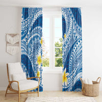 Plumeria Polynesian Blue Glitter Pattern Window Curtain LT01 - Polynesian Pride