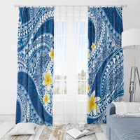 Plumeria Polynesian Blue Glitter Pattern Window Curtain LT01 - Polynesian Pride