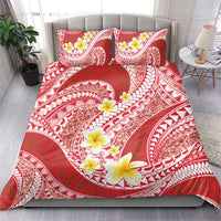 Plumeria Polynesian Coral Glitter Pattern Bedding Set