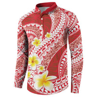 Plumeria Polynesian Coral Glitter Pattern Button Sweatshirt LT01 - Polynesian Pride