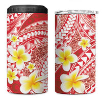 Plumeria Polynesian Coral Glitter Pattern 4 in 1 Can Cooler Tumbler LT01 One Size: 16 oz Coral - Polynesian Pride