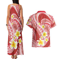 Plumeria Polynesian Coral Glitter Pattern Couples Matching Tank Maxi Dress and Hawaiian Shirt LT01 - Polynesian Pride