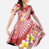 Plumeria Polynesian Coral Glitter Pattern Family Matching Off Shoulder Maxi Dress and Hawaiian Shirt