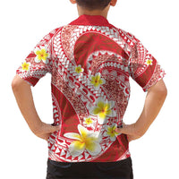 Plumeria Polynesian Coral Glitter Pattern Kid Hawaiian Shirt