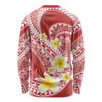 Plumeria Polynesian Coral Glitter Pattern Long Sleeve Shirt LT01 - Polynesian Pride
