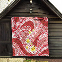 Plumeria Polynesian Coral Glitter Pattern Quilt
