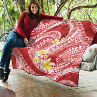 Plumeria Polynesian Coral Glitter Pattern Quilt