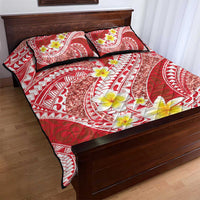 Plumeria Polynesian Coral Glitter Pattern Quilt Bed Set LT01 - Polynesian Pride