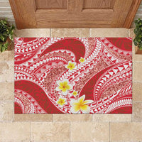 Plumeria Polynesian Coral Glitter Pattern Rubber Doormat LT01 Coral - Polynesian Pride