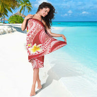 Plumeria Polynesian Coral Glitter Pattern Sarong