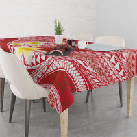 Plumeria Polynesian Coral Glitter Pattern Tablecloth LT01 - Polynesian Pride